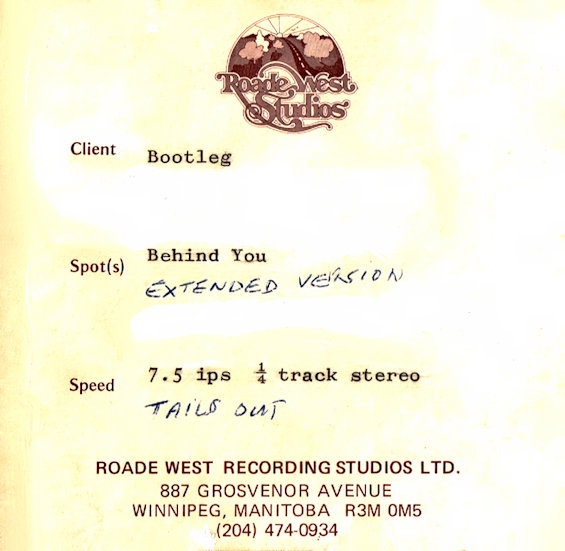 Bootleg Original Tape
                              from Roade Studios (Back)